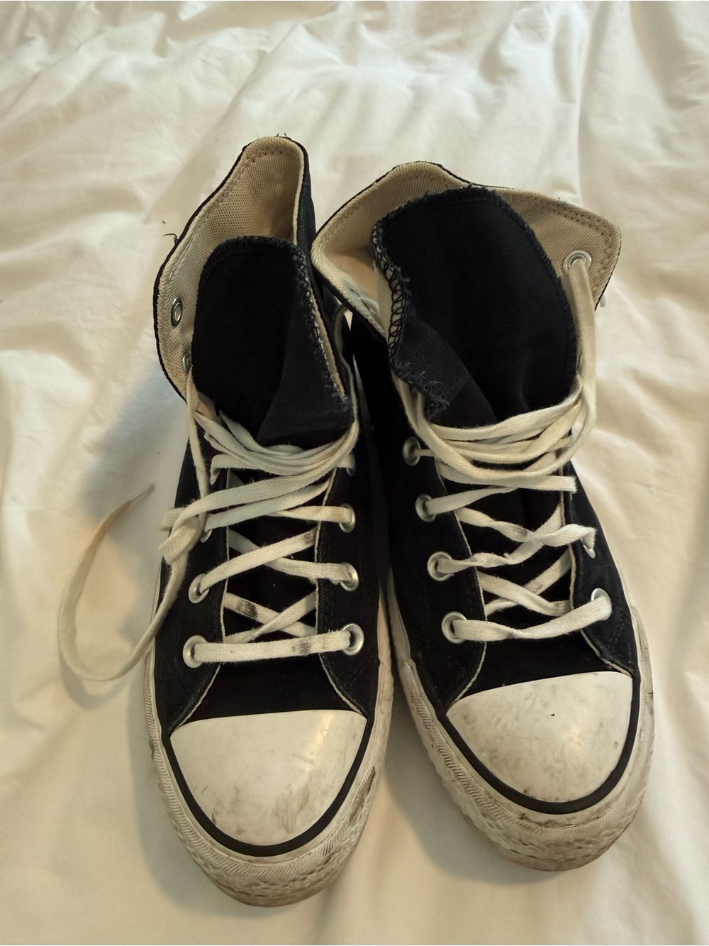 Converse High-Top Canvas Sneakers in Black and White